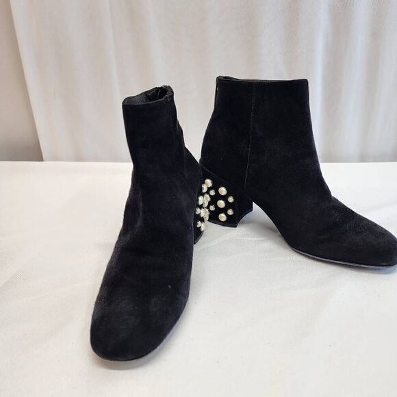 Stuart Weitzman Size 5.5 Pearl Bacari Black Suede Boots K - Picture 2 of 11